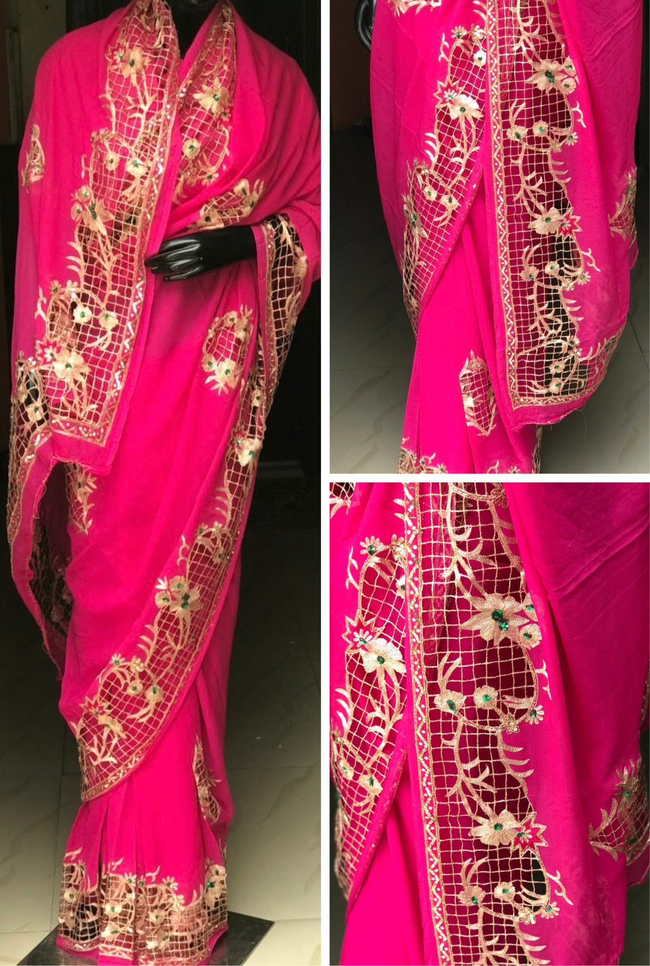 Pink Cutwork border
