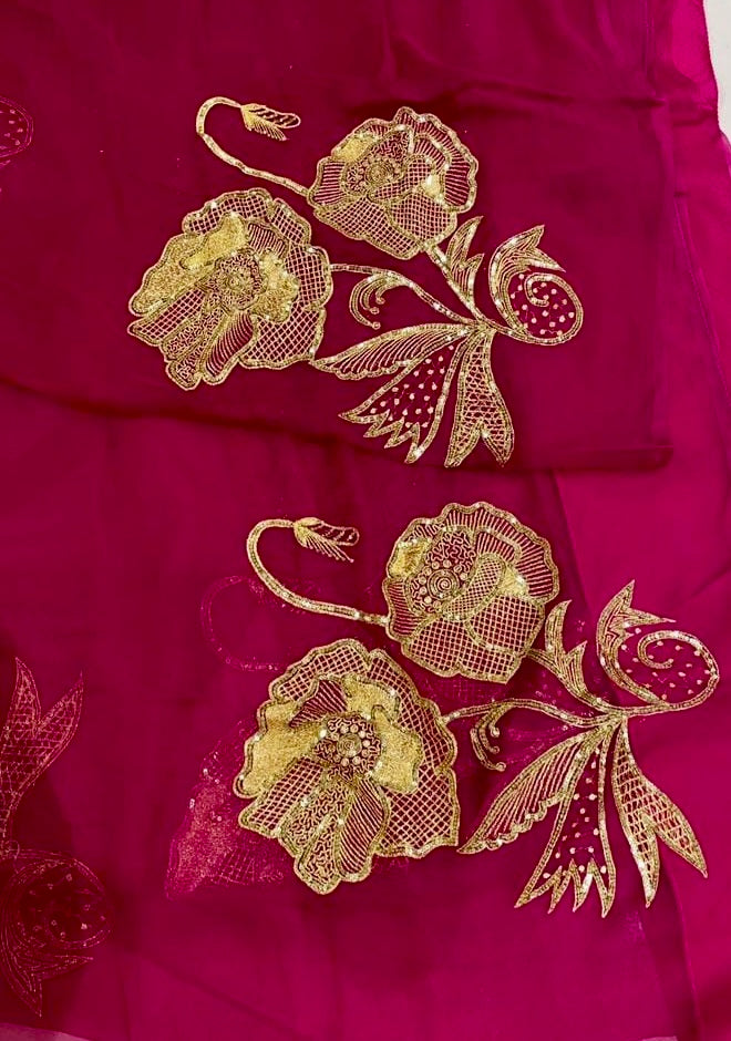 Magenta Aari buta saree
