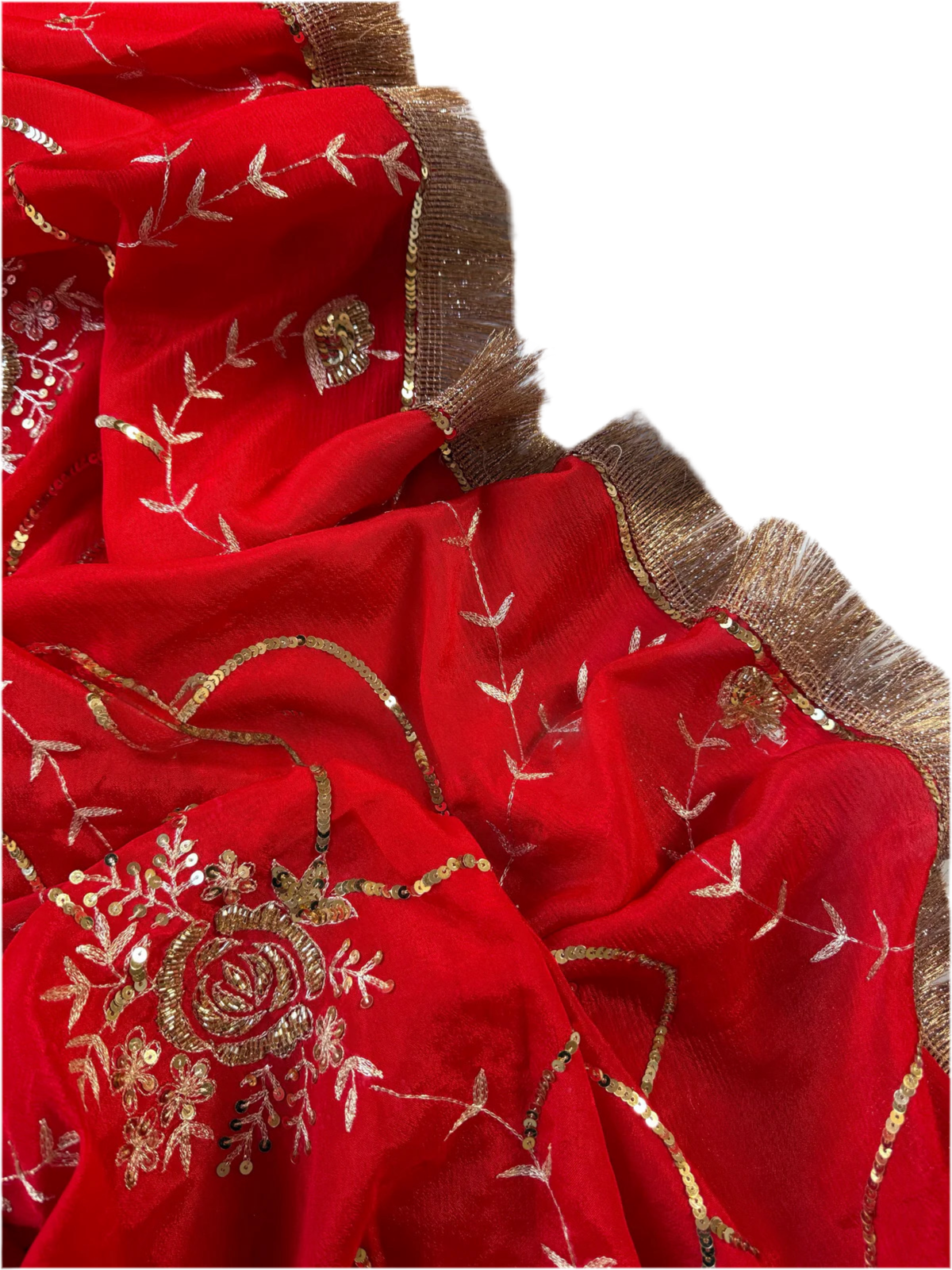 Red Jaal saree