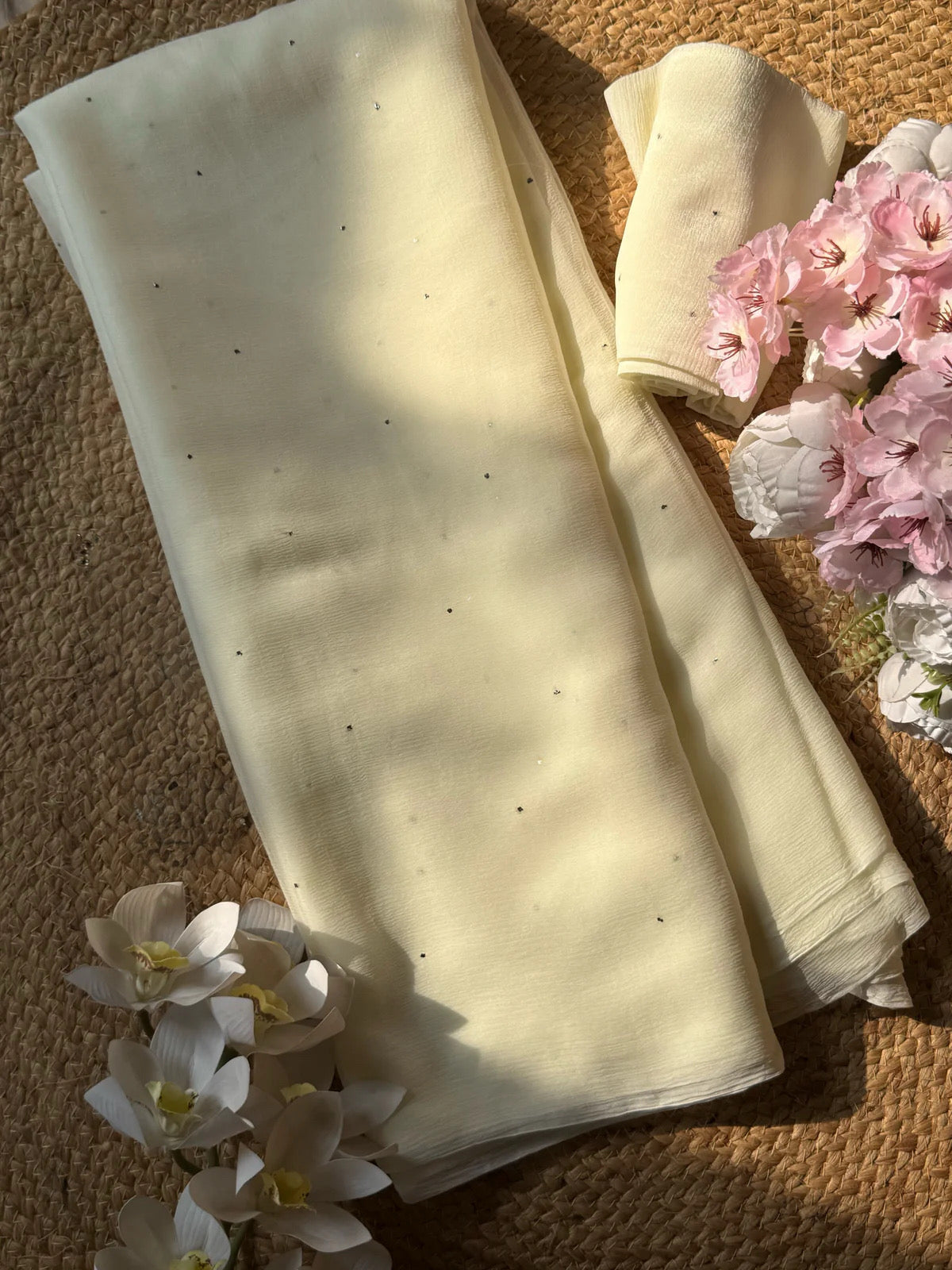 Off white Mukaish saree