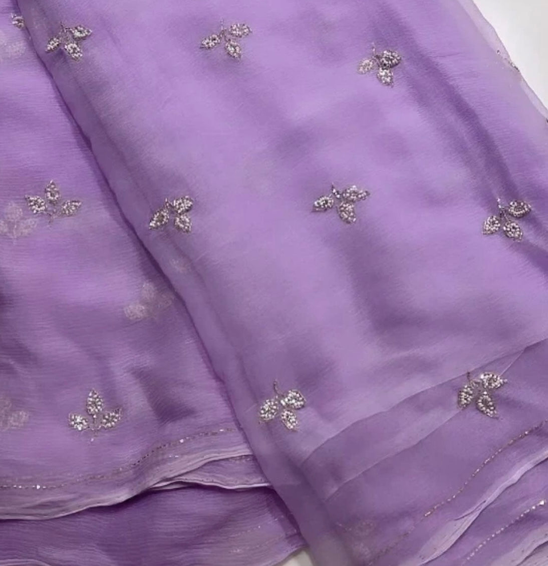 Lavender pearl motif saree