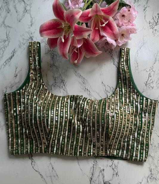 Bottle green gotta sitara blouse