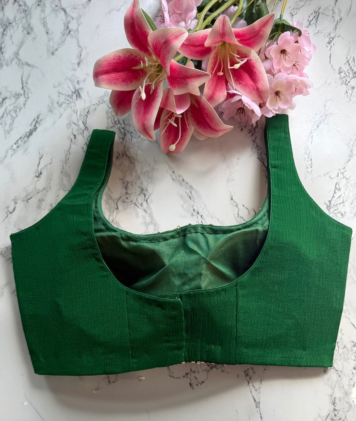 Bottle green gotta sitara blouse