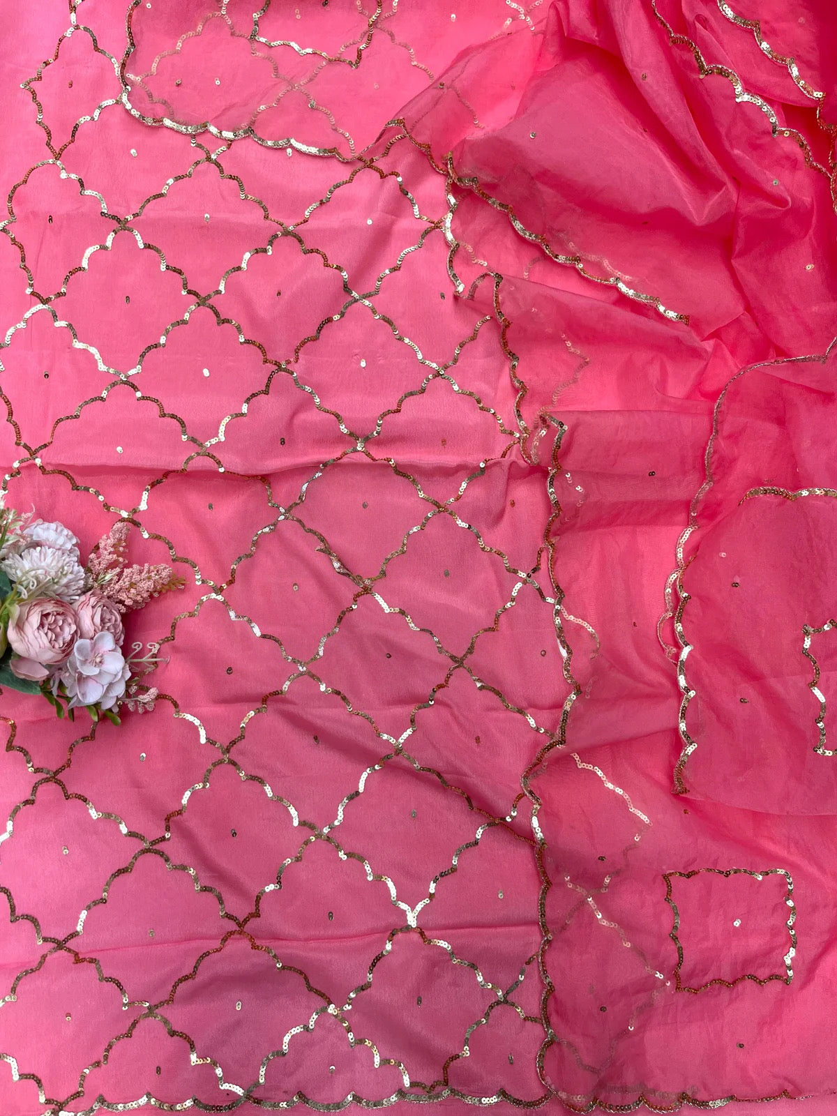 Pink sequins Jaal suit