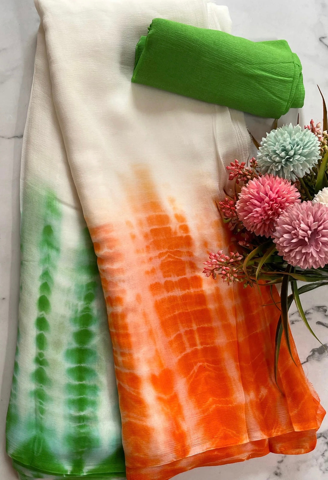 Tiranga Shibori saree