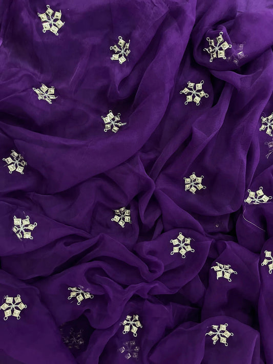 Purple Danka buti saree