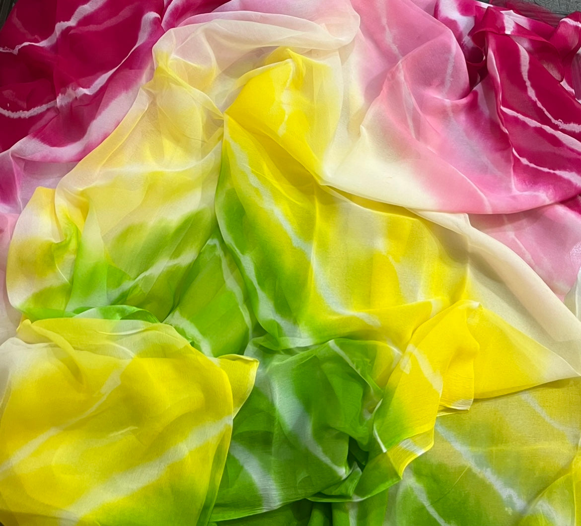 Yellow green cream pink Leheriya