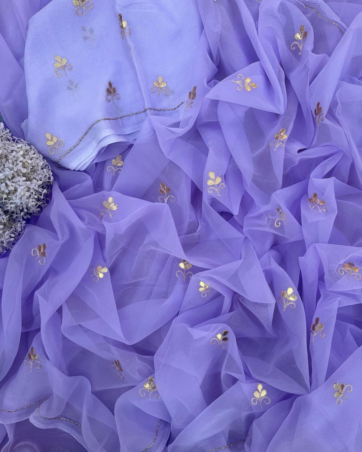Lavender Gottapatti saree