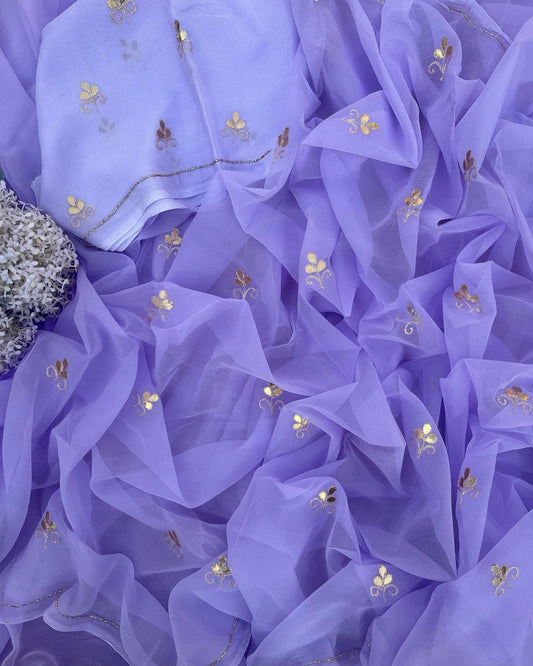 Lavender Gottapatti saree