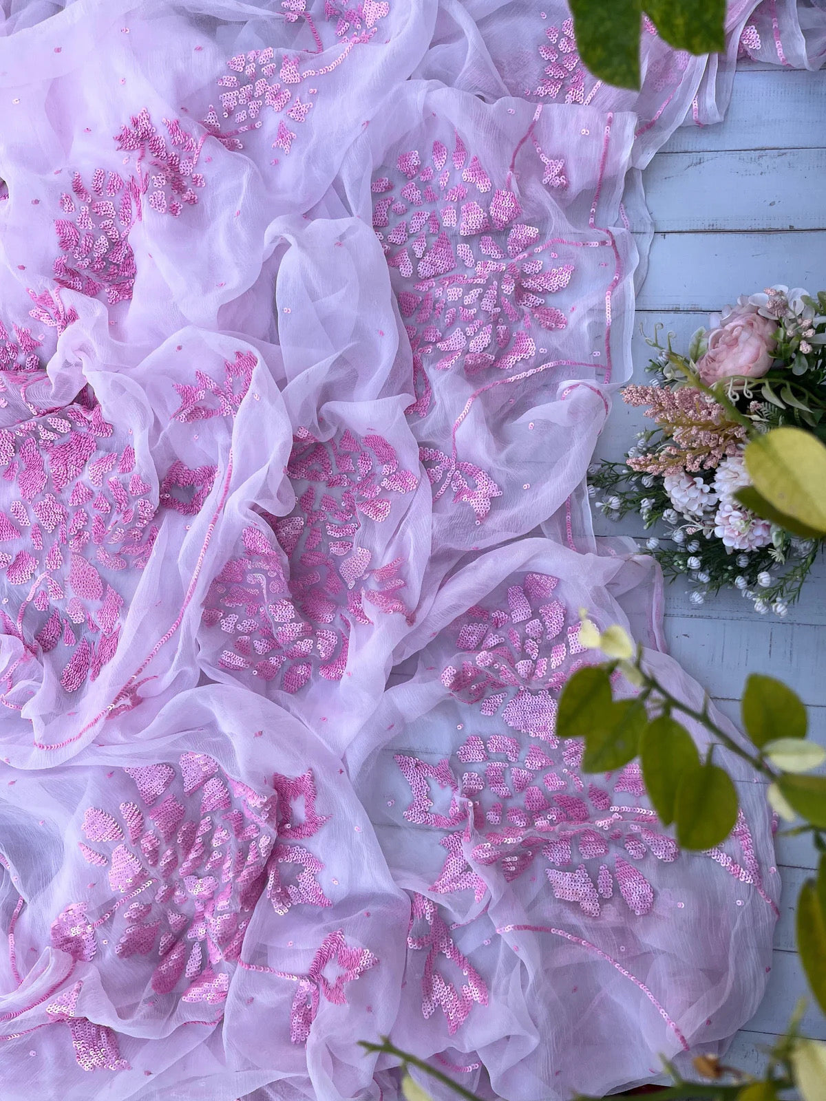 Pink Gulmohar saree