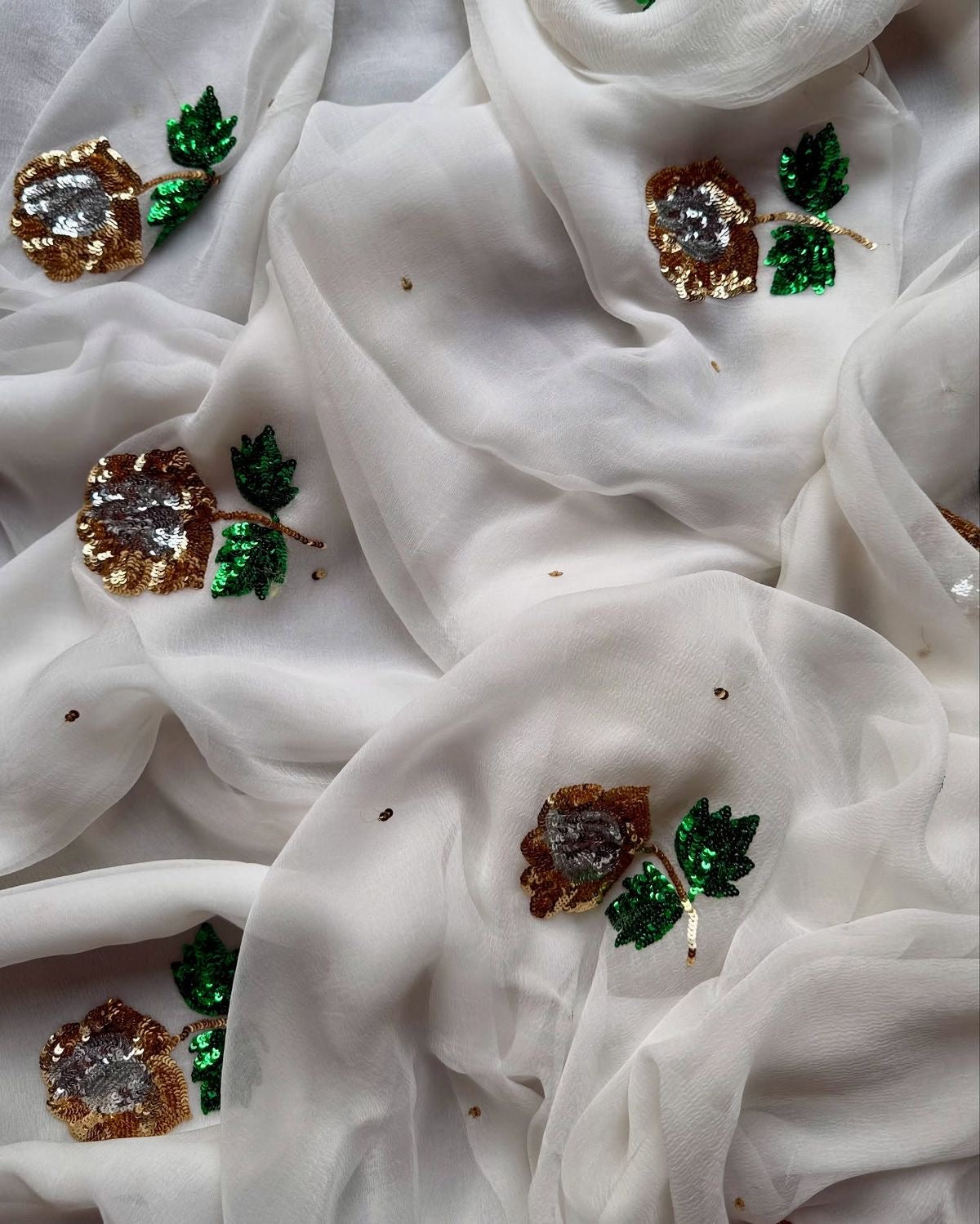 White sequins motif saree