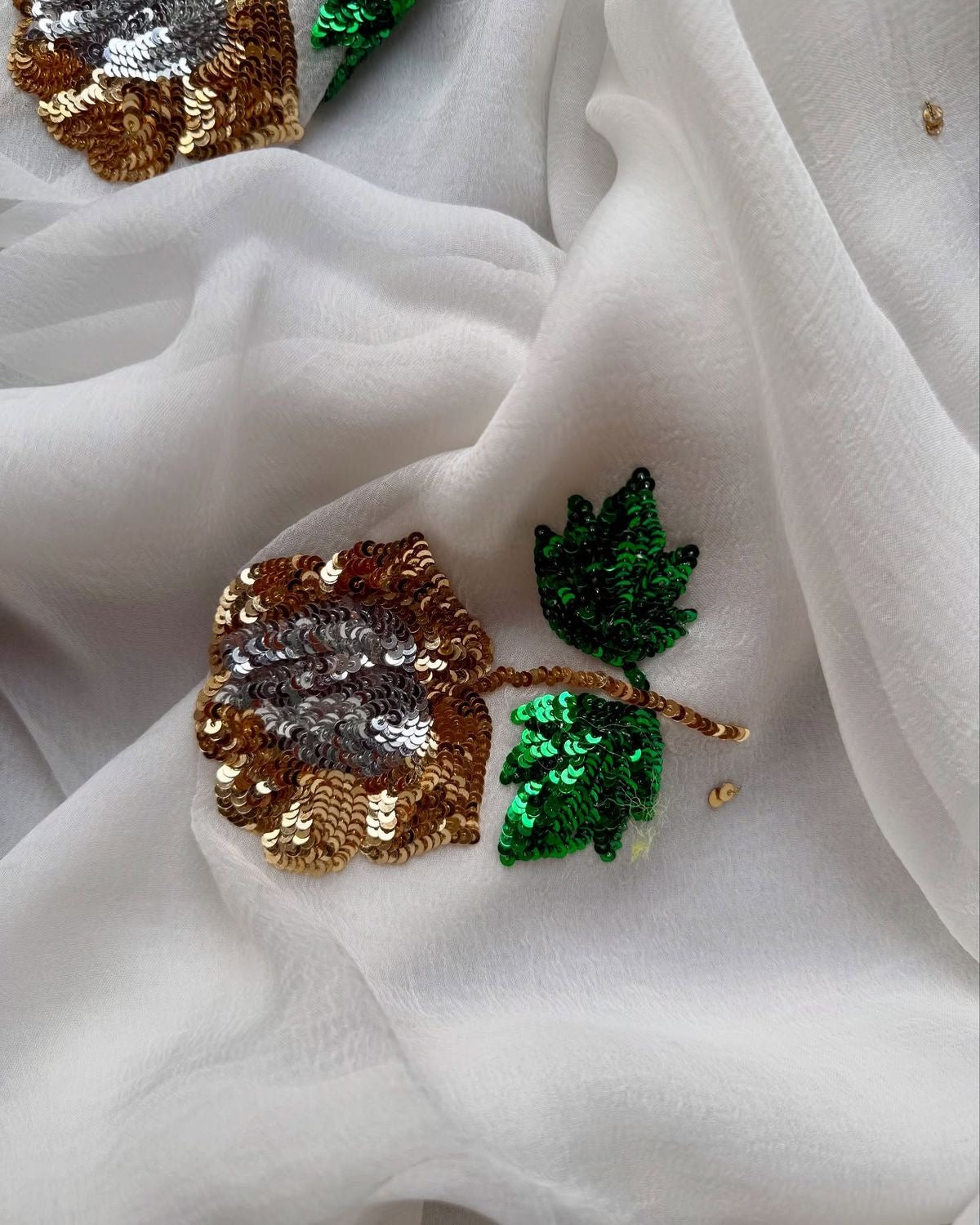 White sequins motif saree