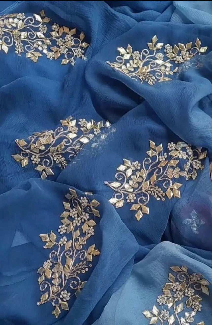 Sky blue shaded gotta buti saree