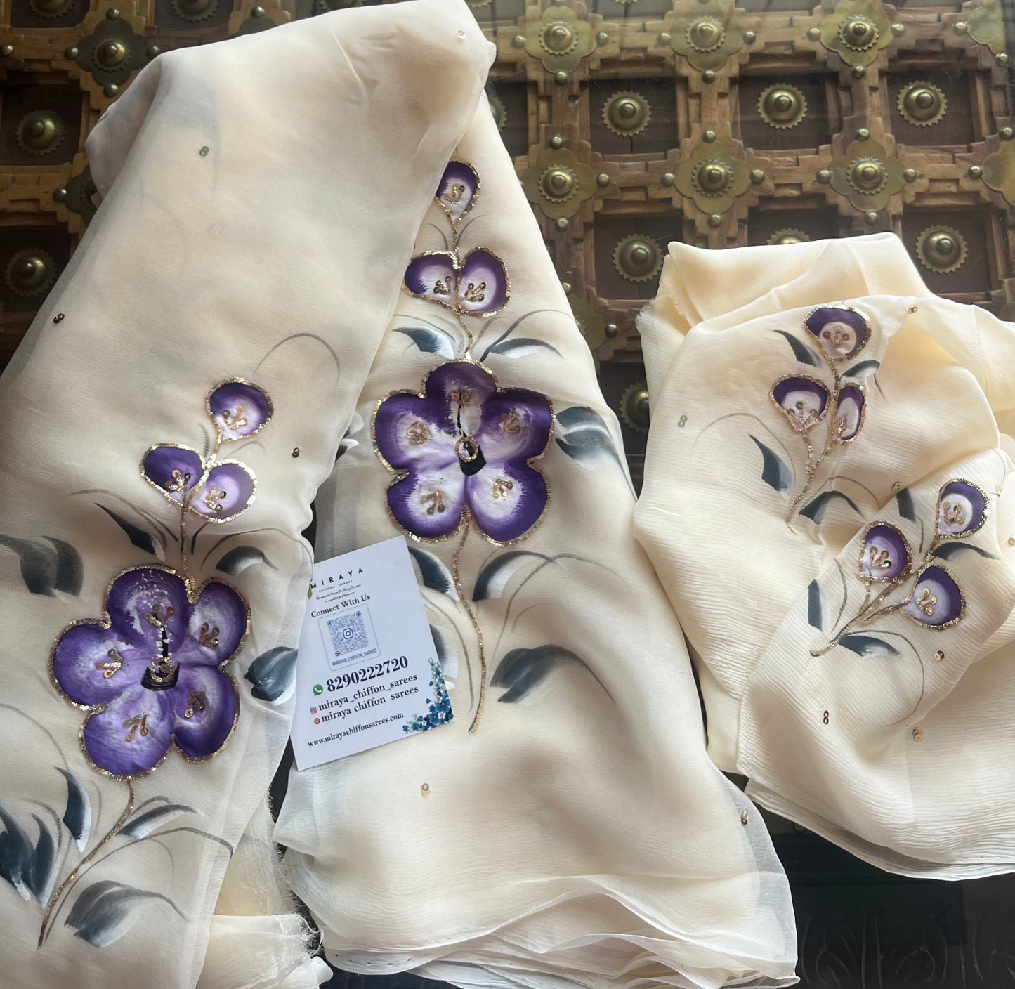 Pure Chiffon Hand Painted Saree