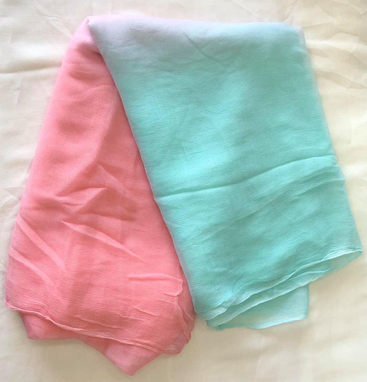 Ombre Peach Plain Shaded Miraya Chiffon Sarees