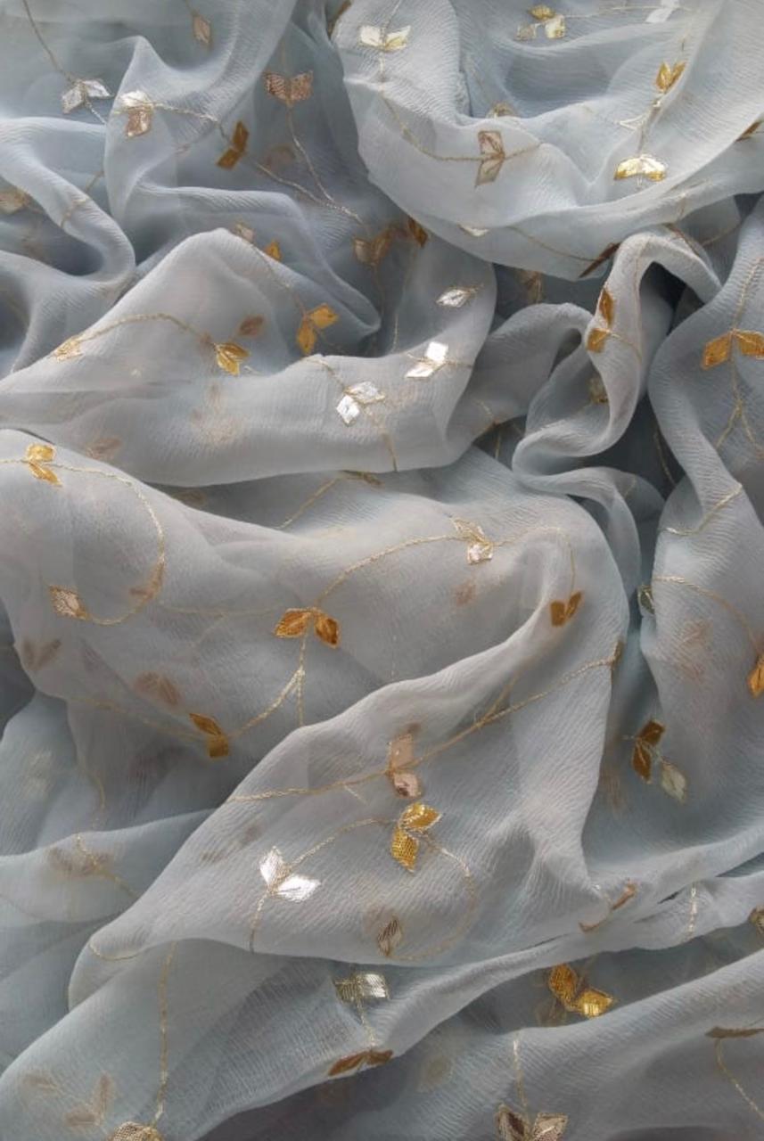 Grey golden silver Gottapatti Jaal