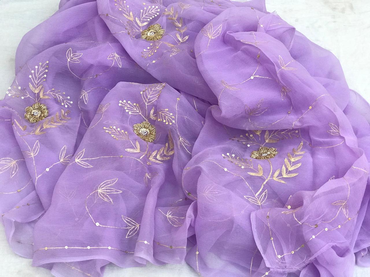 Lavender aari Jaal saree