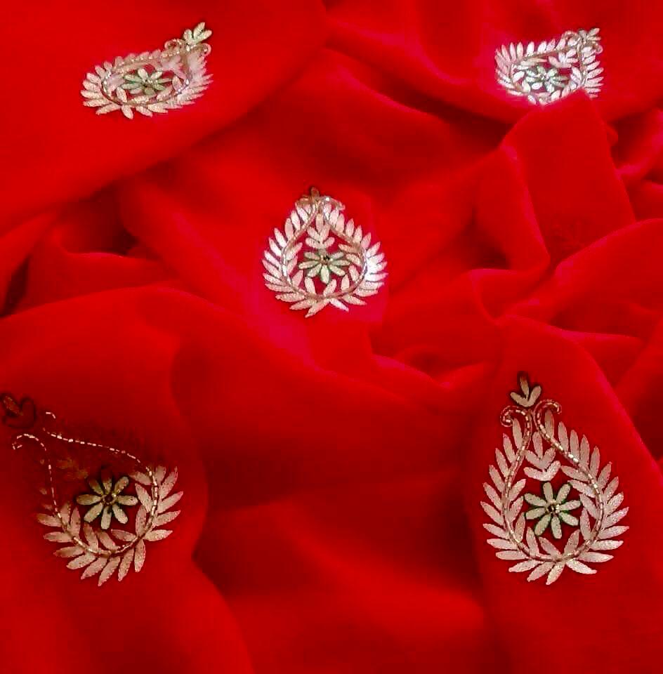 Red zari buta saree