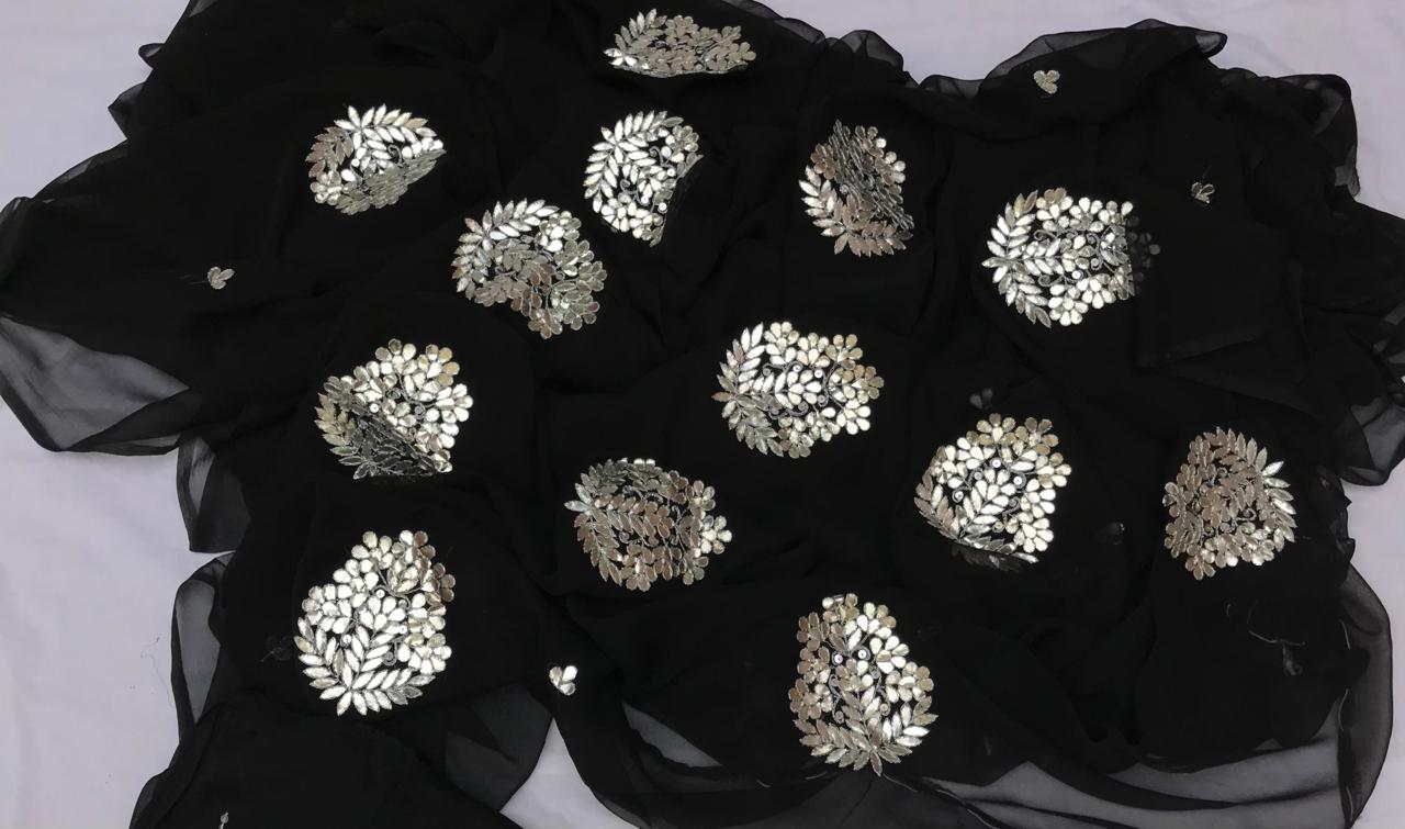 Black silver gottapatti saree