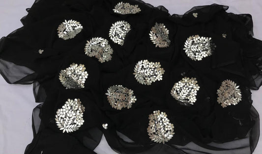 Black silver gottapatti saree