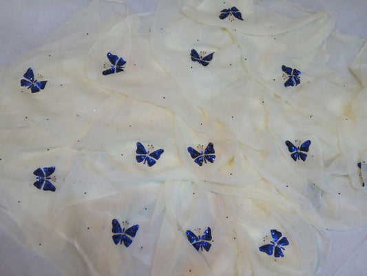 Cream butterfly buta saree