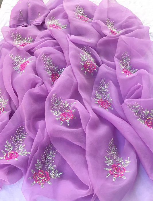Lavender sequins rose motif