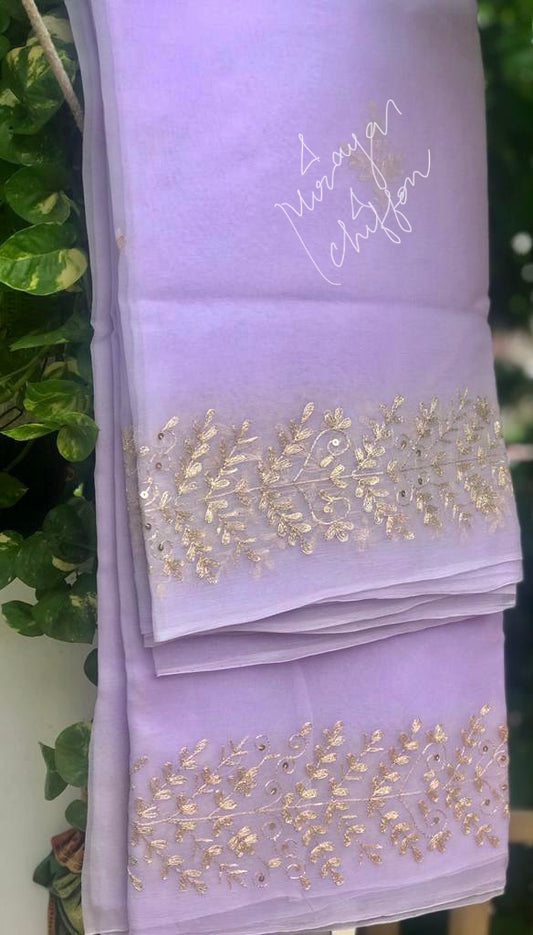 Lavender Aari Sequence Border Miraya Sarees