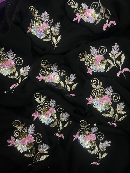 Black sequins buta saree