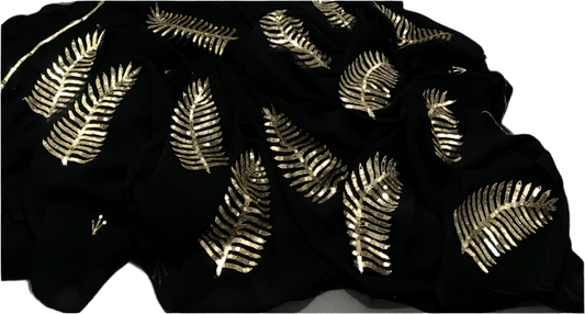 Black golden sequins buta saree