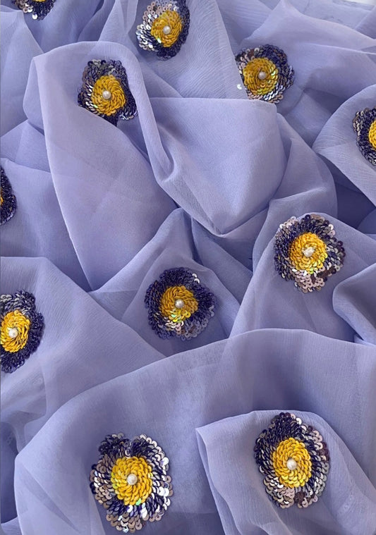 Lavender sequins buta saree