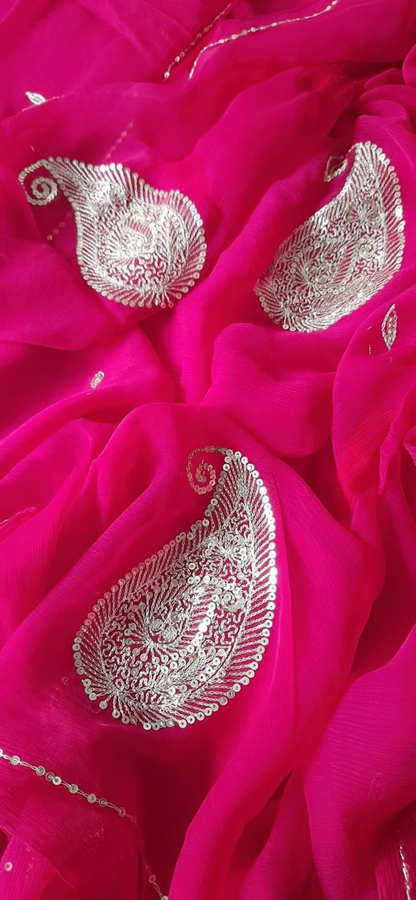 Zari sequins buta saree