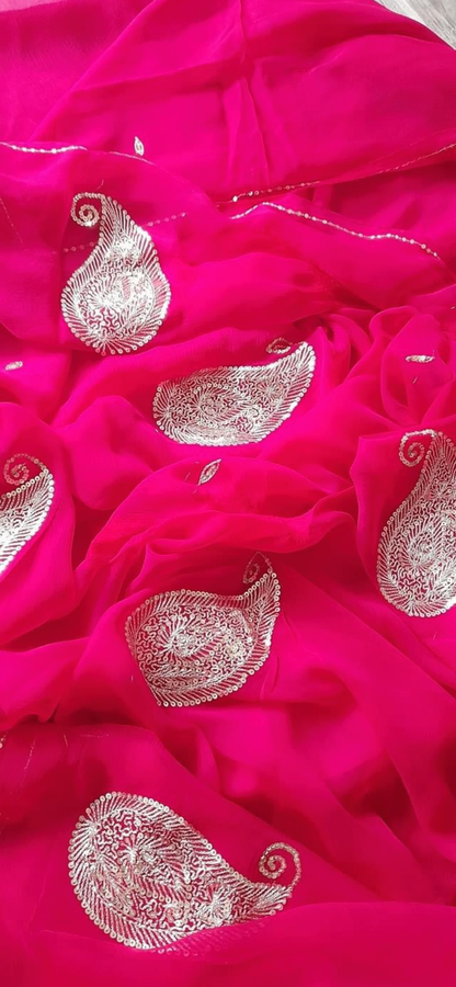 Zari sequins buta saree