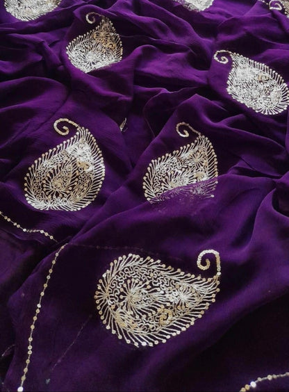 Zari sequins buta saree