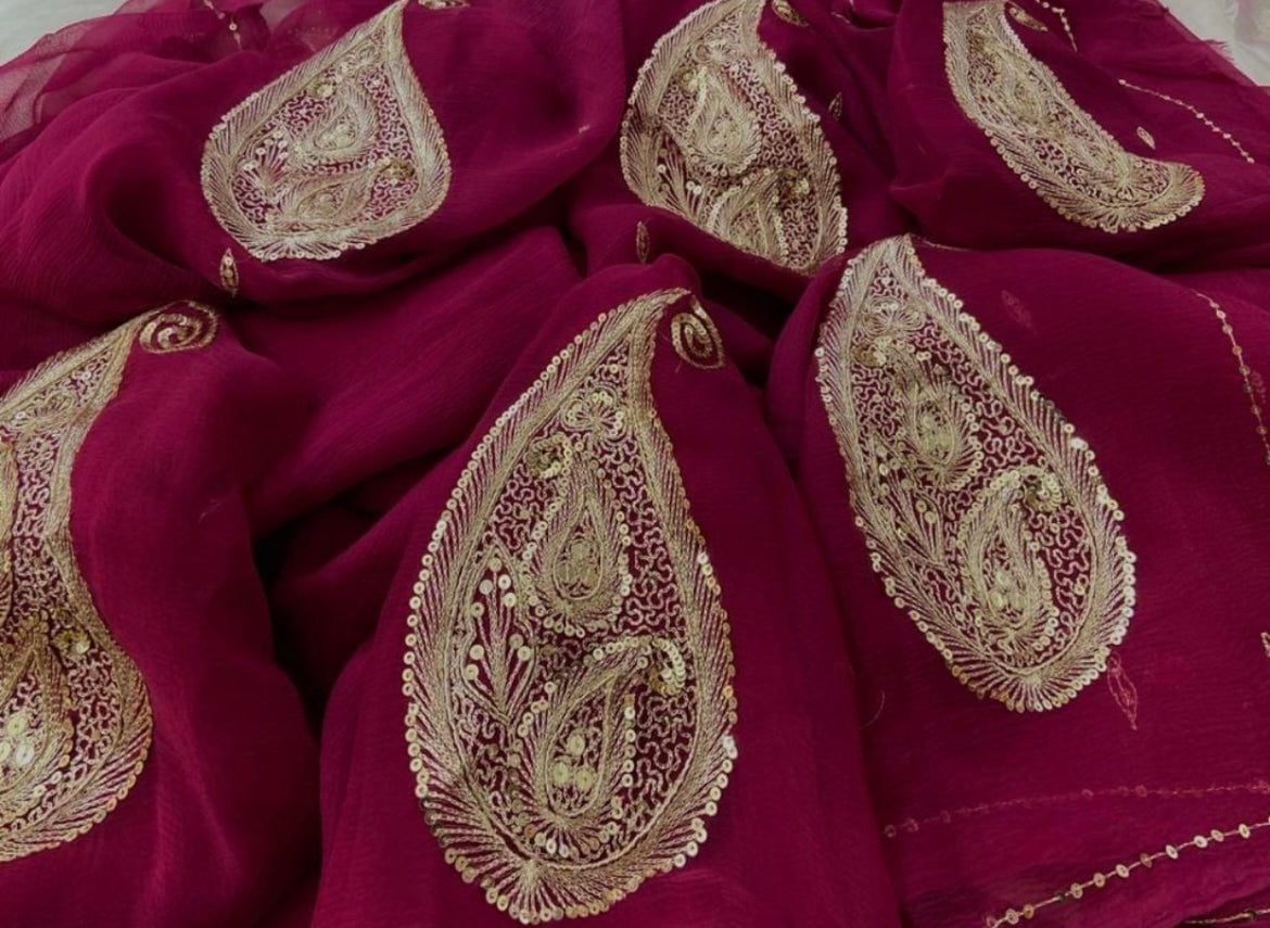 Zari sequins buta saree