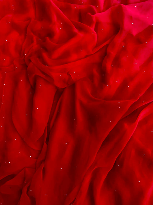 Red Mukaish saree