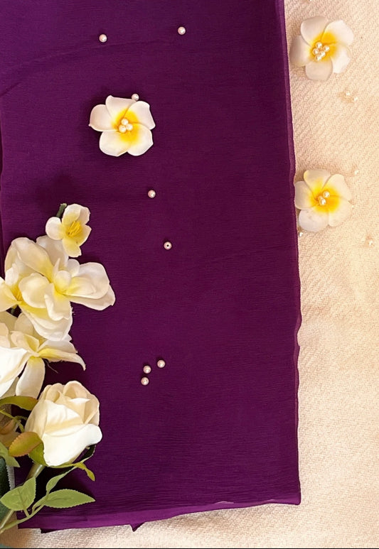 Dark purple chiffon saree
