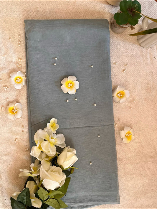 Grey chiffon saree