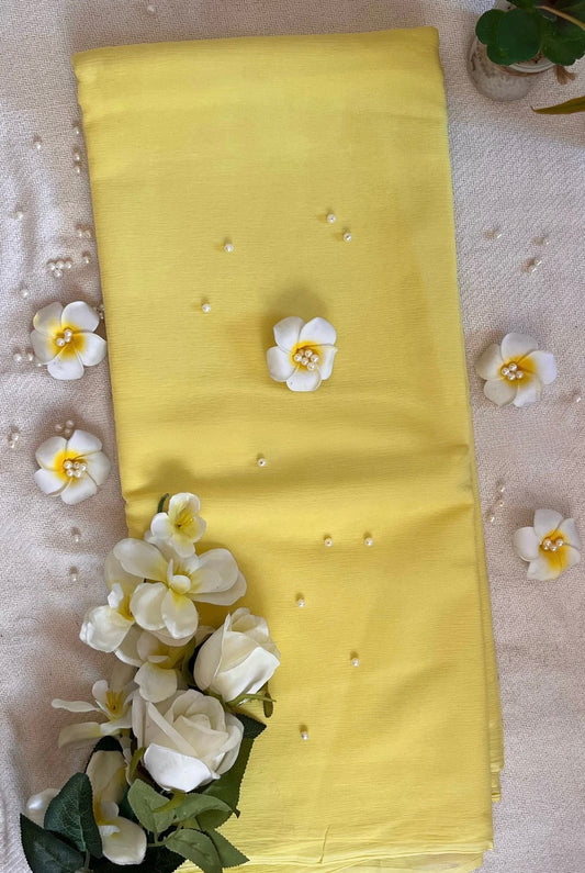 Lemon chiffon saree