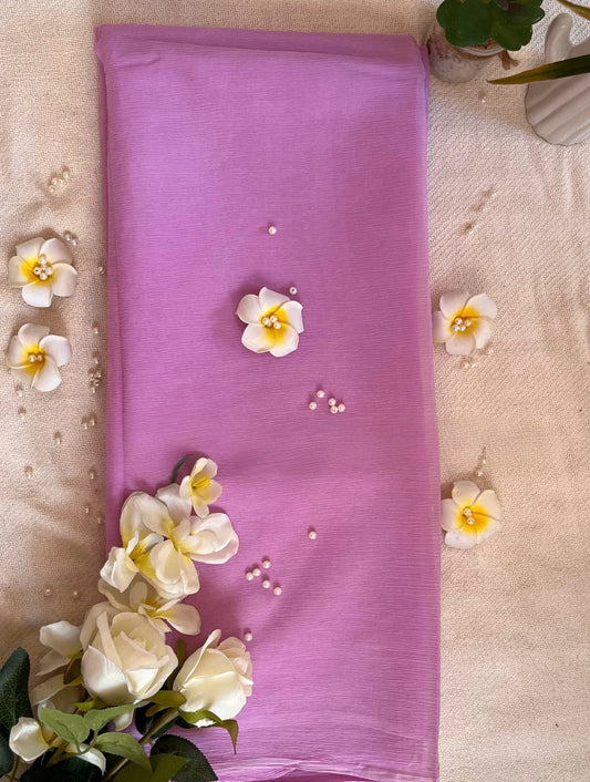 Lavender chiffon saree