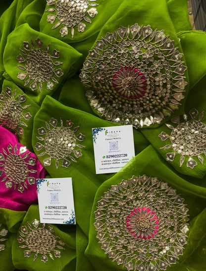 Green Zardoji gotta saree