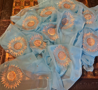 Sky blue jaali buta saree