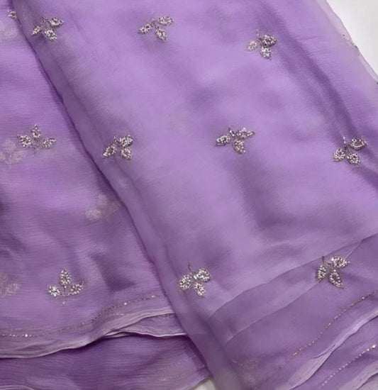 Lavender pearl motif saree