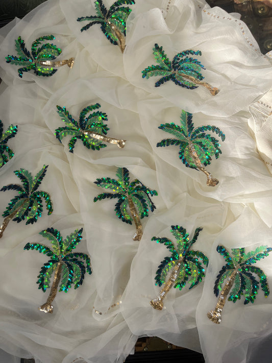 Cream palms buta saree