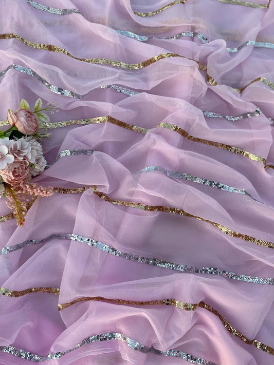 Powder pink cocktail saree