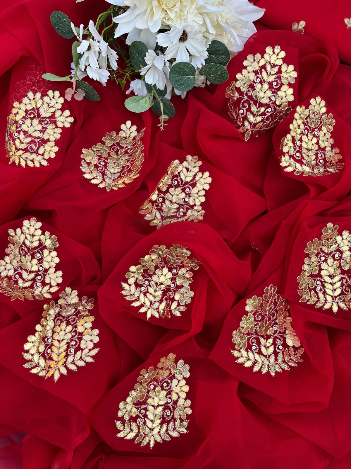 Red Gottapatti saree