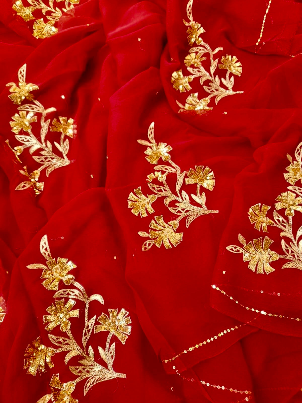 Red Zari buta saree