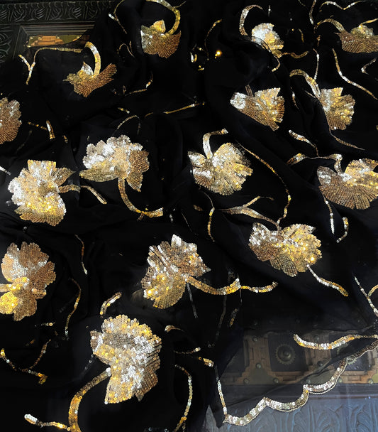Black sequins Jaal saree