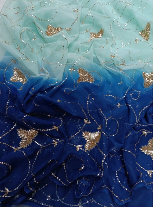 Shaded blue maple Jaal saree