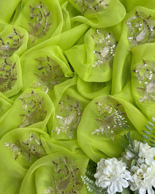 Green zari buta saree