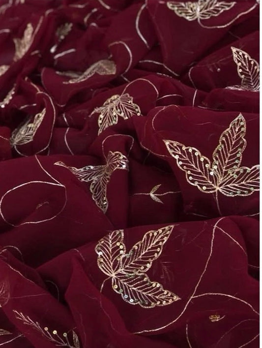 Maroon zari Jaal saree